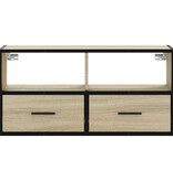 VidaXL Tv-meubel 80x31x39,5 cm bewerkt hout metaal sonoma eikenkleurig