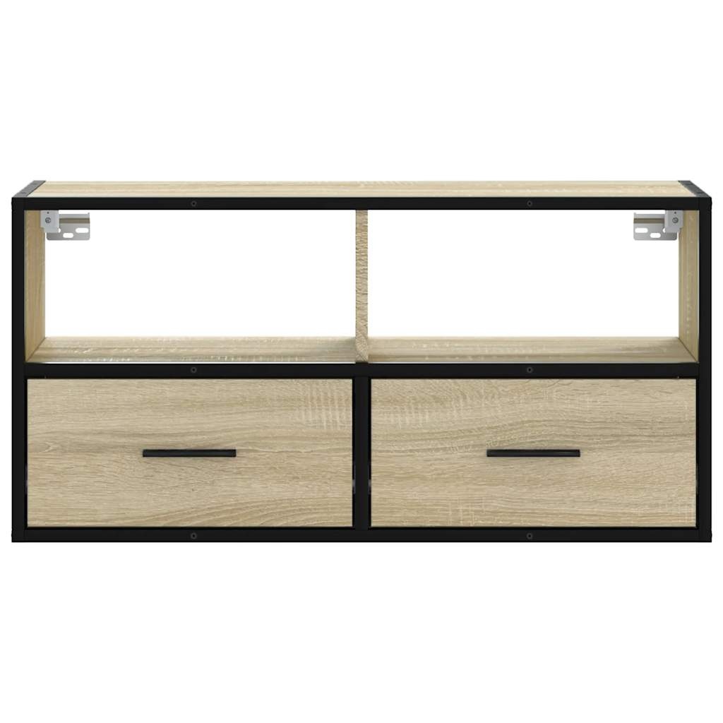 VidaXL Tv-meubel 80x31x39,5 cm bewerkt hout metaal sonoma eikenkleurig
