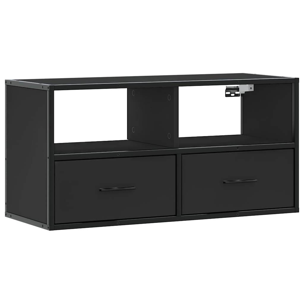VidaXL Tv-meubel 80x31x39,5 cm bewerkt hout en metaal zwart
