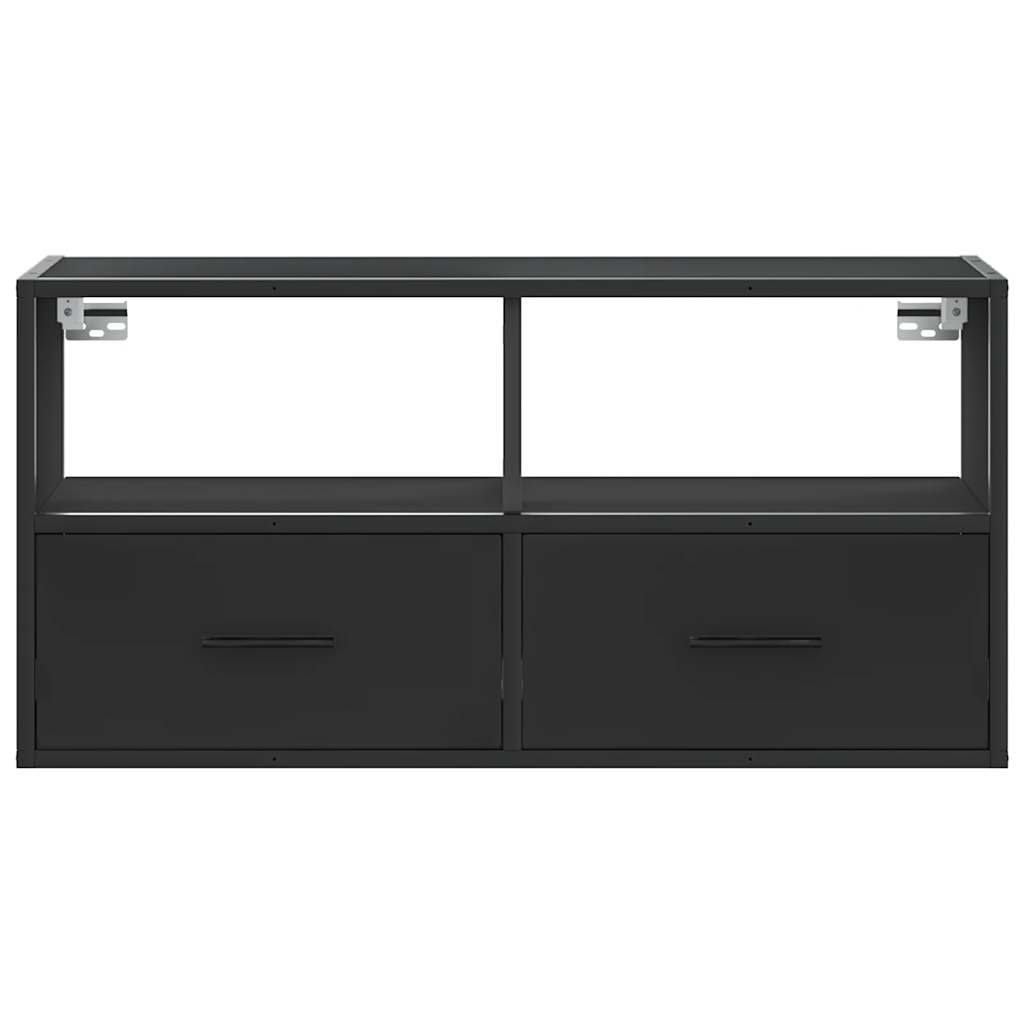 VidaXL Tv-meubel 80x31x39,5 cm bewerkt hout en metaal zwart