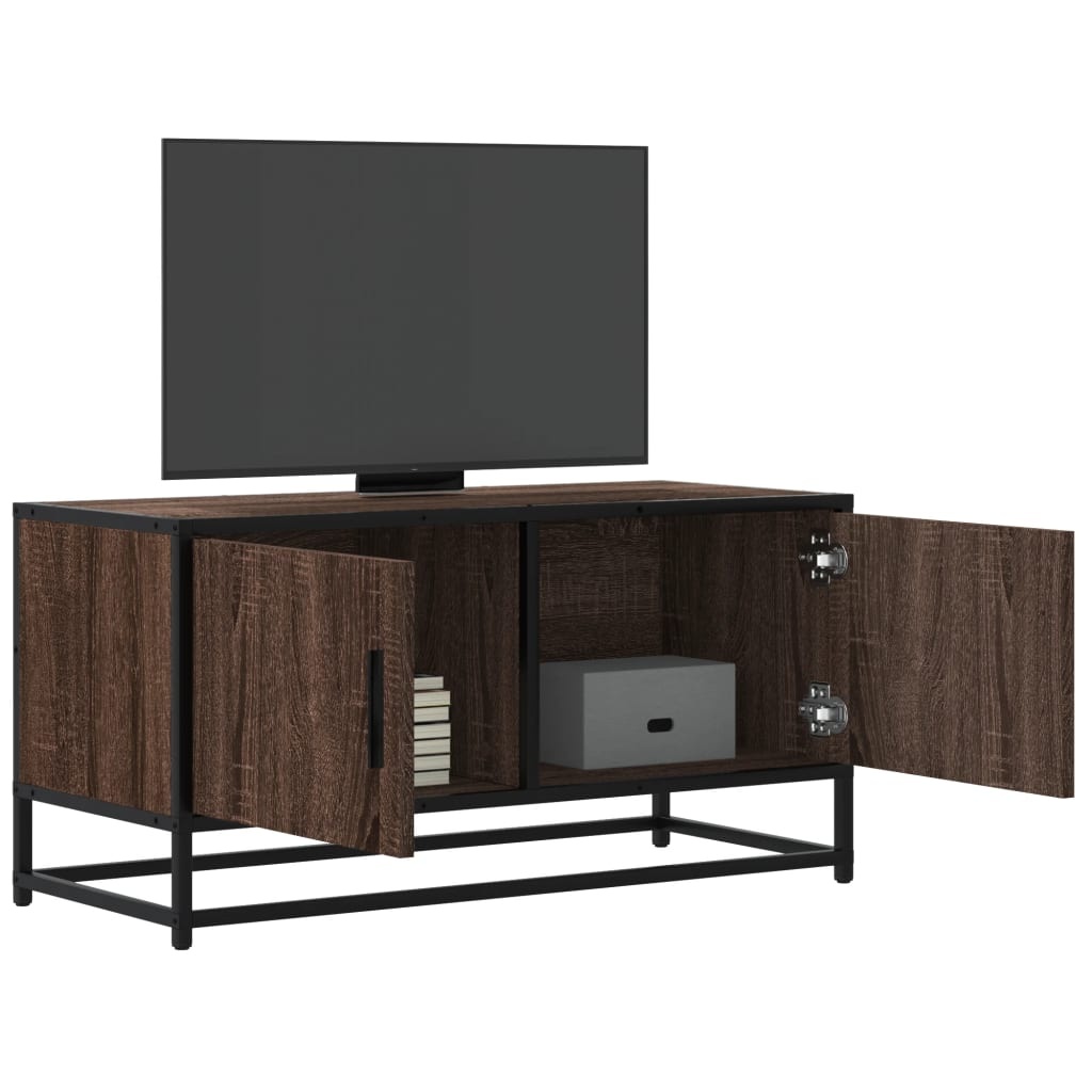 VidaXL Tv-meubel 80x34,5x40 cm bewerkt hout metaal bruin eikenkleur