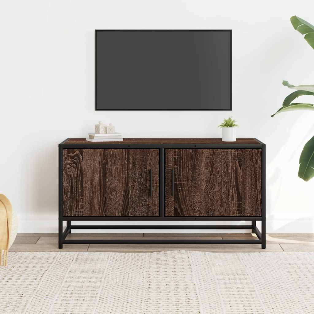 VidaXL Tv-meubel 80x34,5x40 cm bewerkt hout metaal bruin eikenkleur