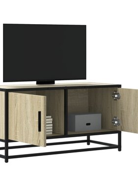 VidaXL Tv-meubel 80x34,5x40 cm bewerkt hout metaal sonoma eikenkleurig