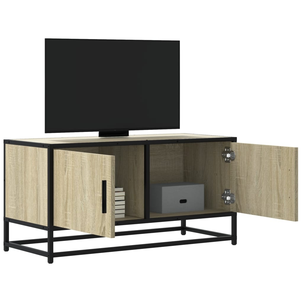 VidaXL Tv-meubel 80x34,5x40 cm bewerkt hout metaal sonoma eikenkleurig