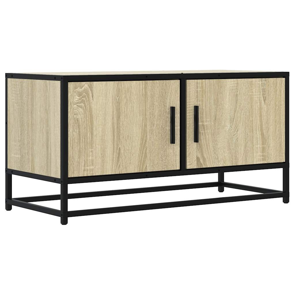 VidaXL Tv-meubel 80x34,5x40 cm bewerkt hout metaal sonoma eikenkleurig