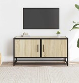 VidaXL Tv-meubel 80x34,5x40 cm bewerkt hout metaal sonoma eikenkleurig