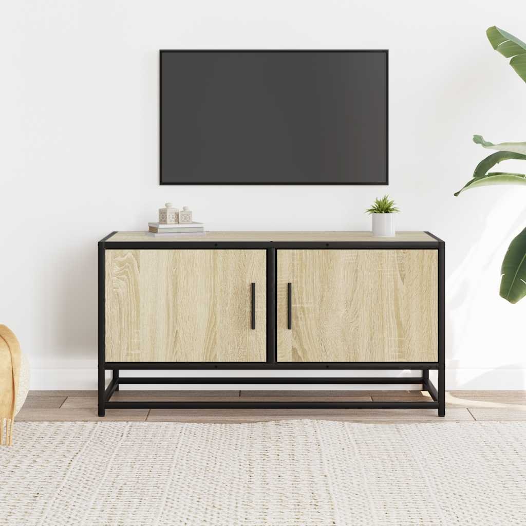 VidaXL Tv-meubel 80x34,5x40 cm bewerkt hout metaal sonoma eikenkleurig