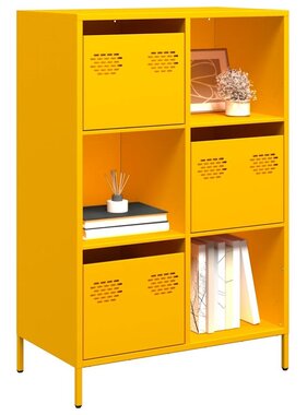 VidaXL Hoge kast 68x39x103,5 cm staal mosterdgeel