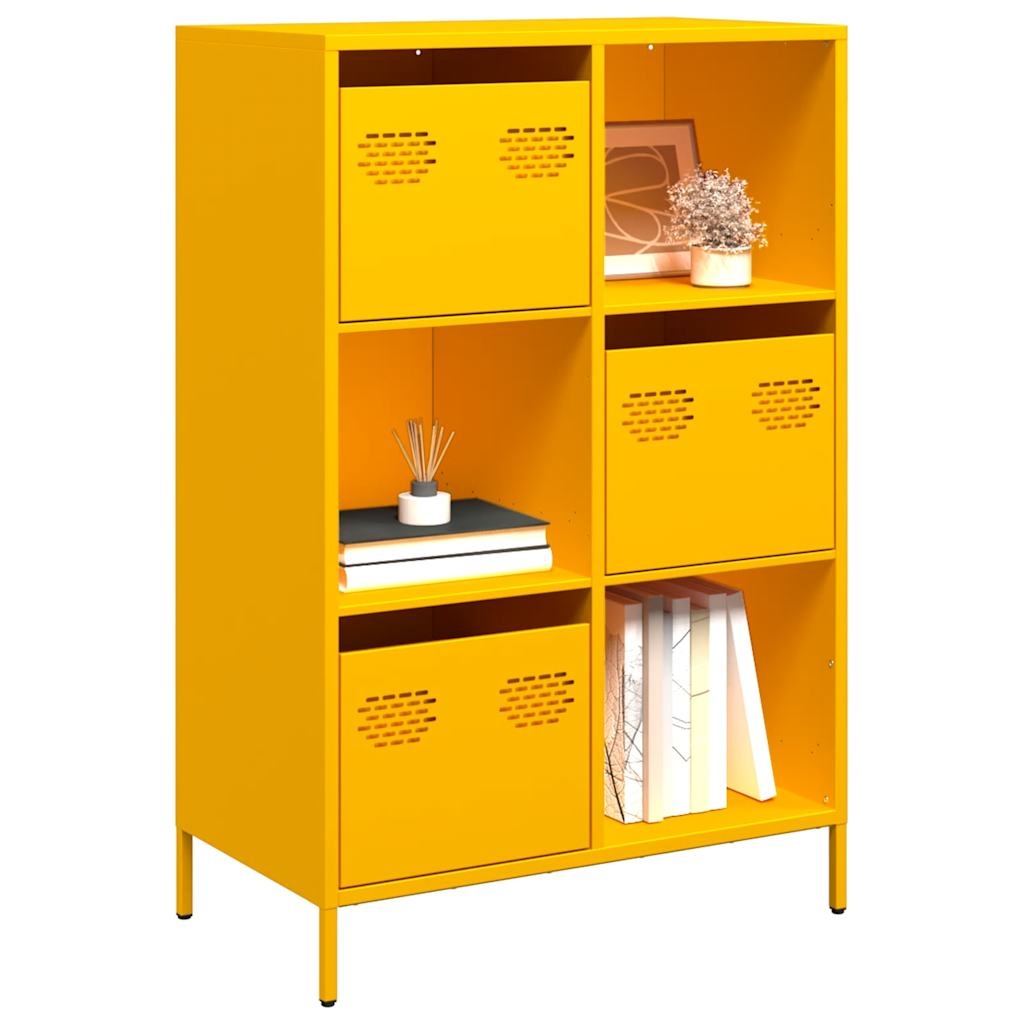 VidaXL Hoge kast 68x39x103,5 cm staal mosterdgeel