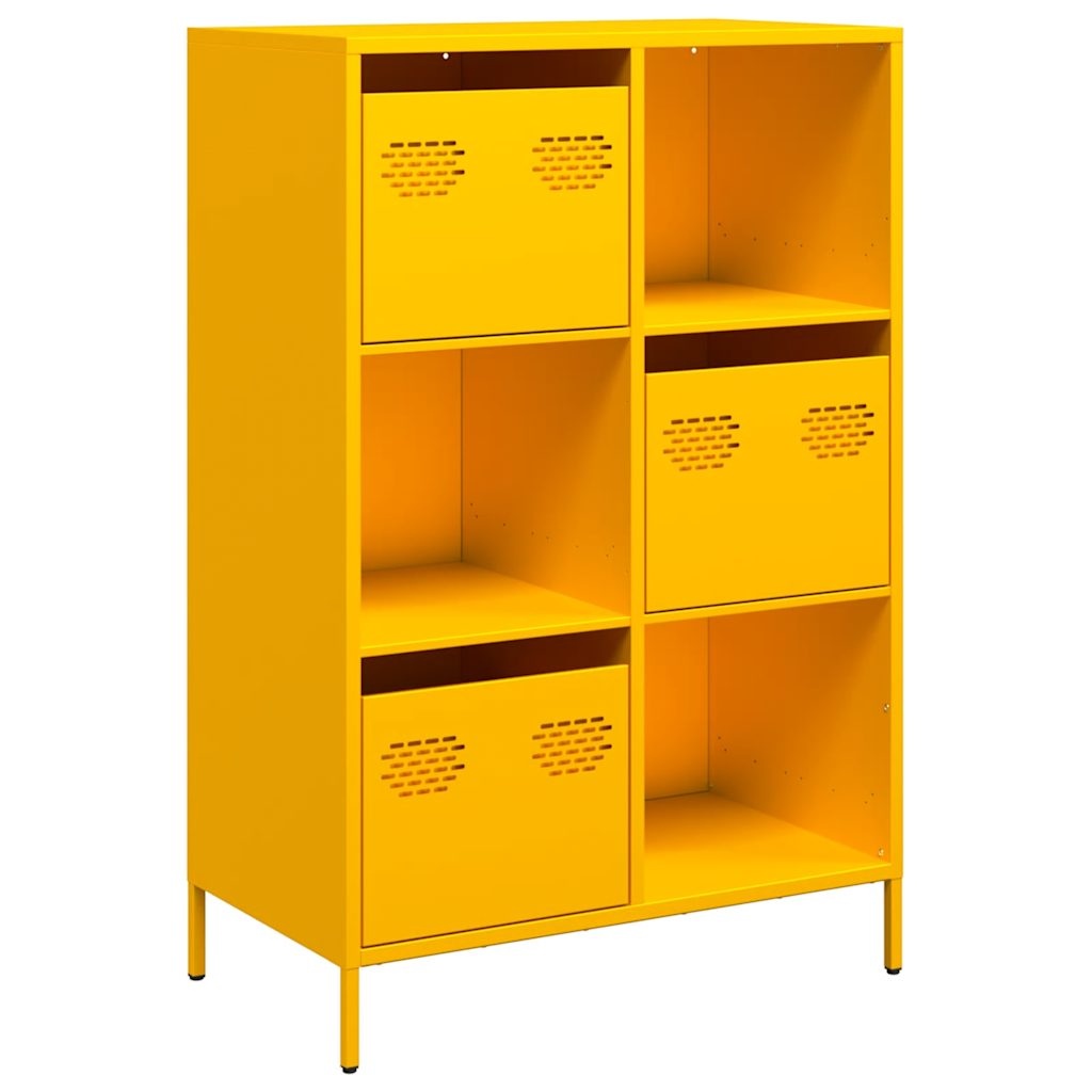 VidaXL Hoge kast 68x39x103,5 cm staal mosterdgeel