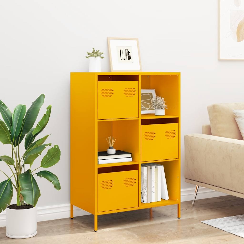 VidaXL Hoge kast 68x39x103,5 cm staal mosterdgeel