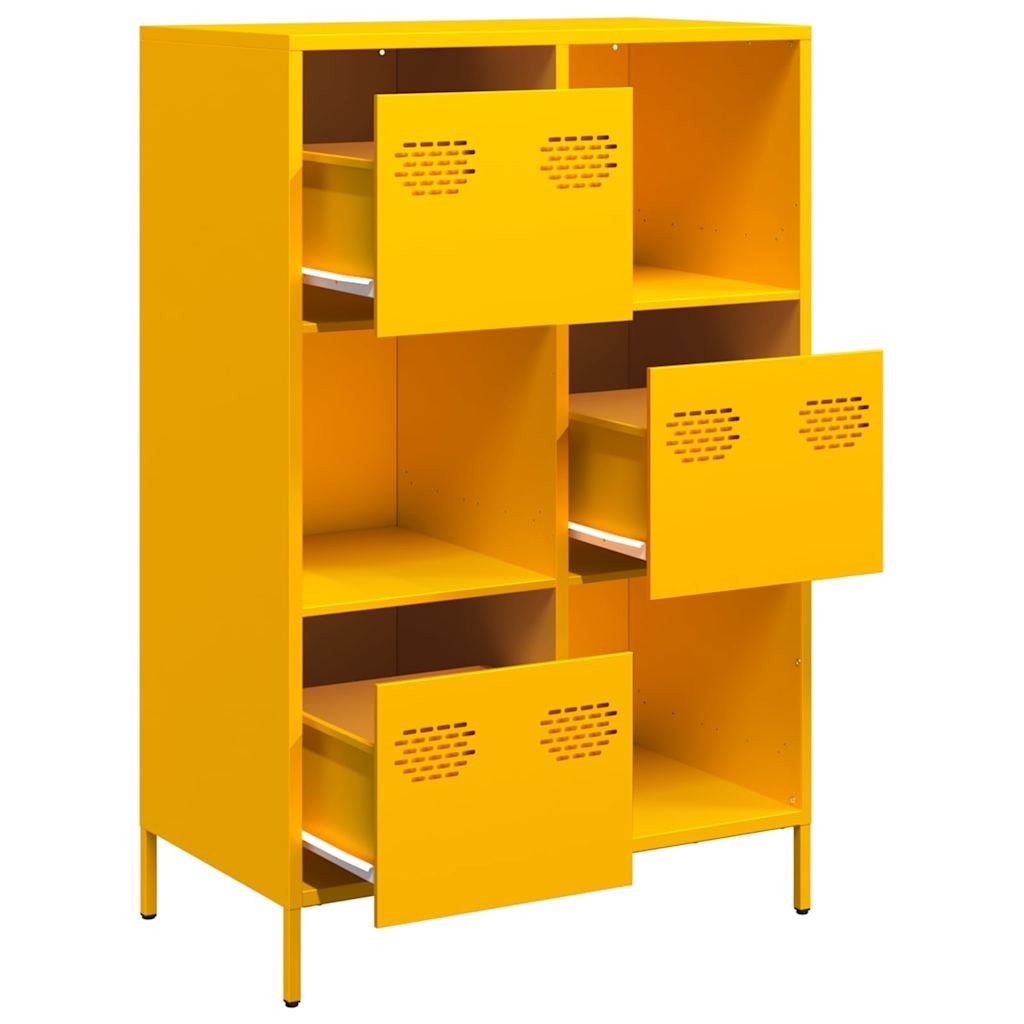 VidaXL Hoge kast 68x39x103,5 cm staal mosterdgeel