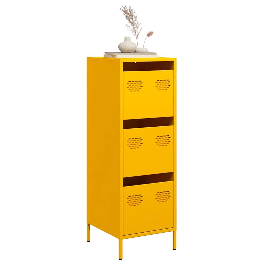 VidaXL Hoge kast 39x35x103,5 cm staal mosterdgeel