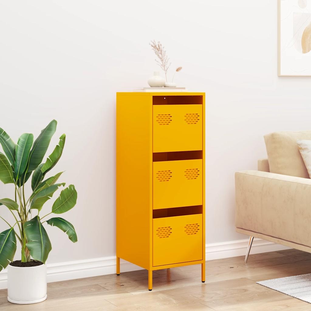 VidaXL Hoge kast 39x35x103,5 cm staal mosterdgeel