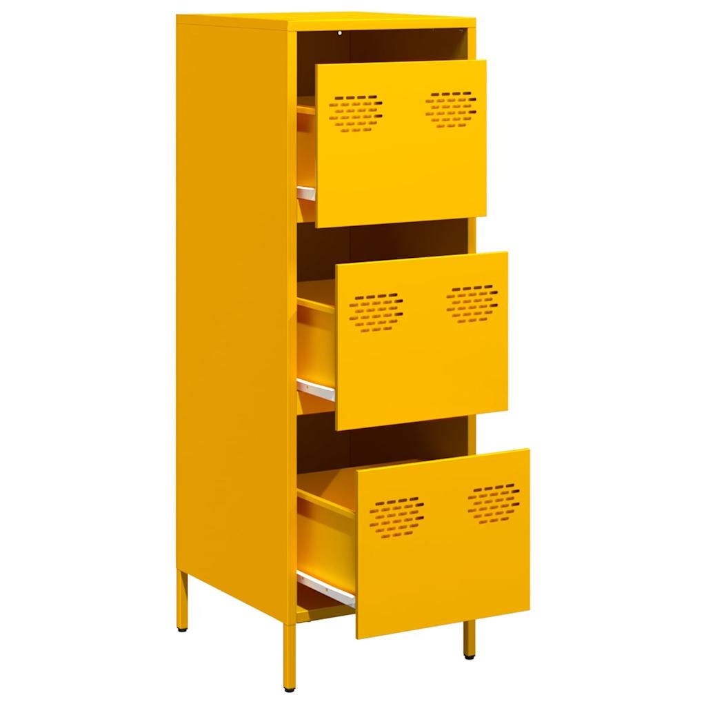 VidaXL Hoge kast 39x35x103,5 cm staal mosterdgeel