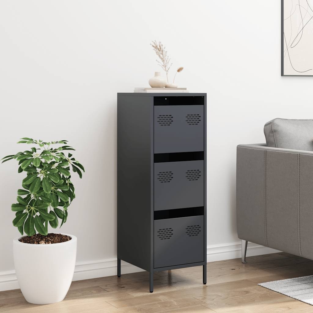 VidaXL Hoge kast 39x35x103,5 cm staal antracietkleurig