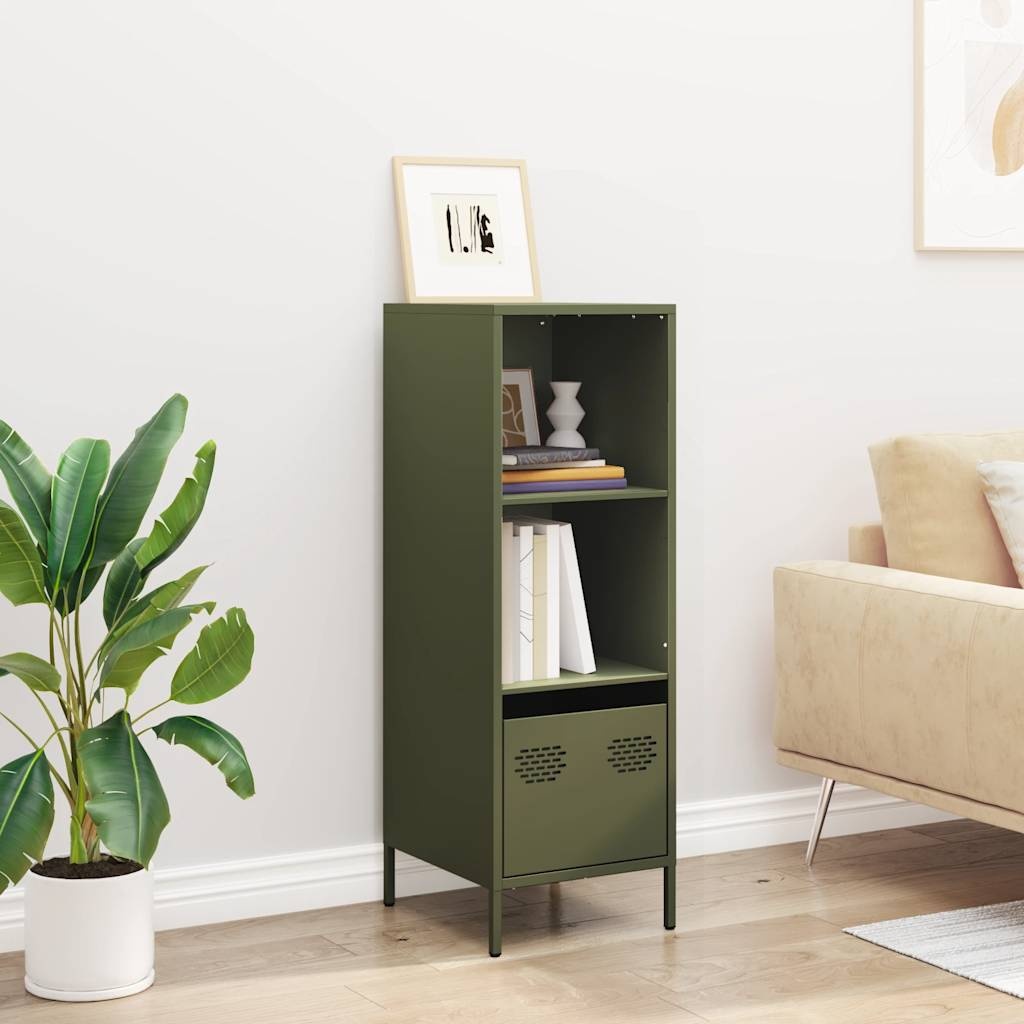 VidaXL Hoge kast 35x39x103,5 cm staal olijfgroen
