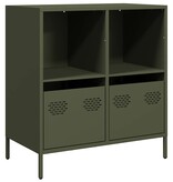 VidaXL Dressoir 68x39x73,5 cm koudgewalst staal olijfgroen