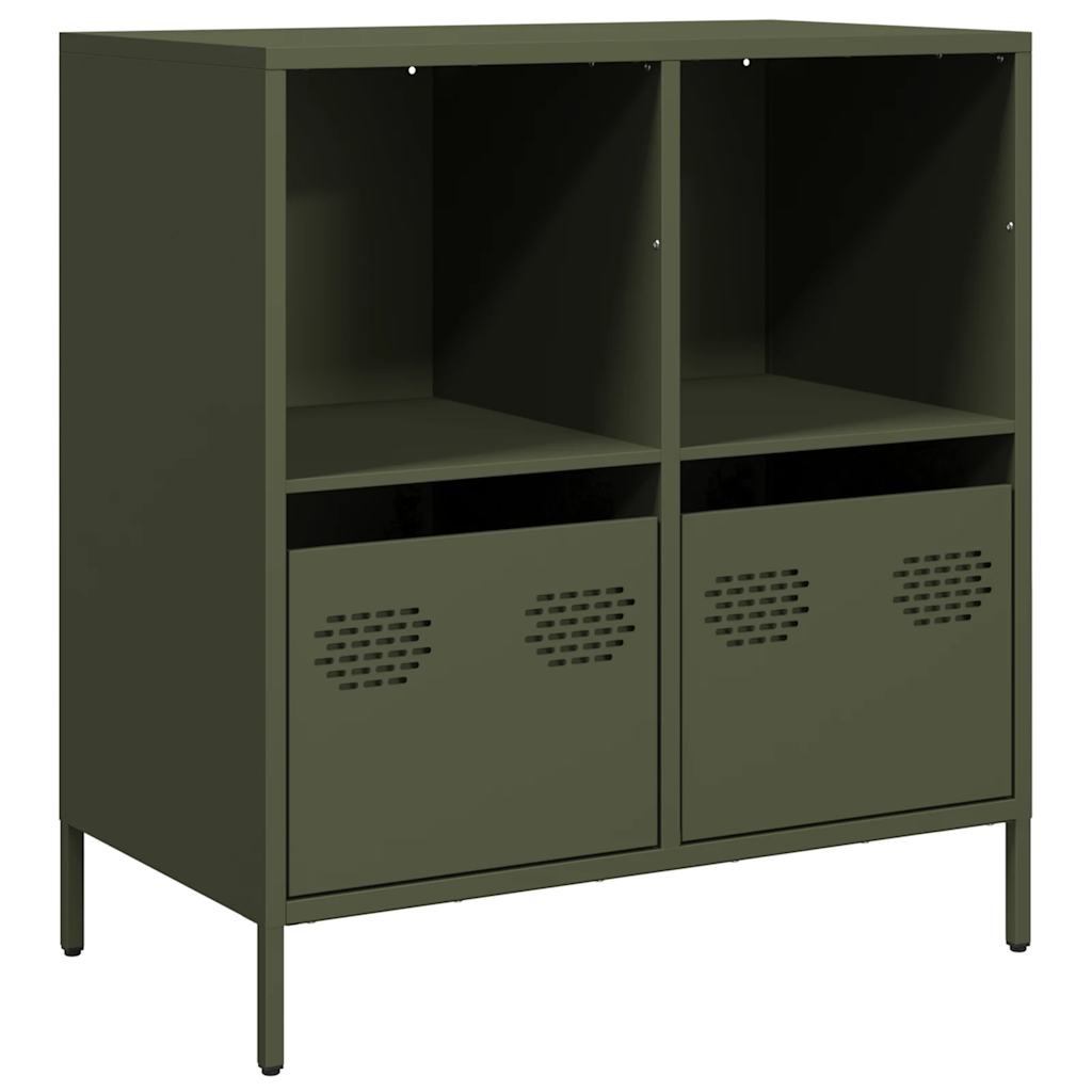 VidaXL Dressoir 68x39x73,5 cm koudgewalst staal olijfgroen