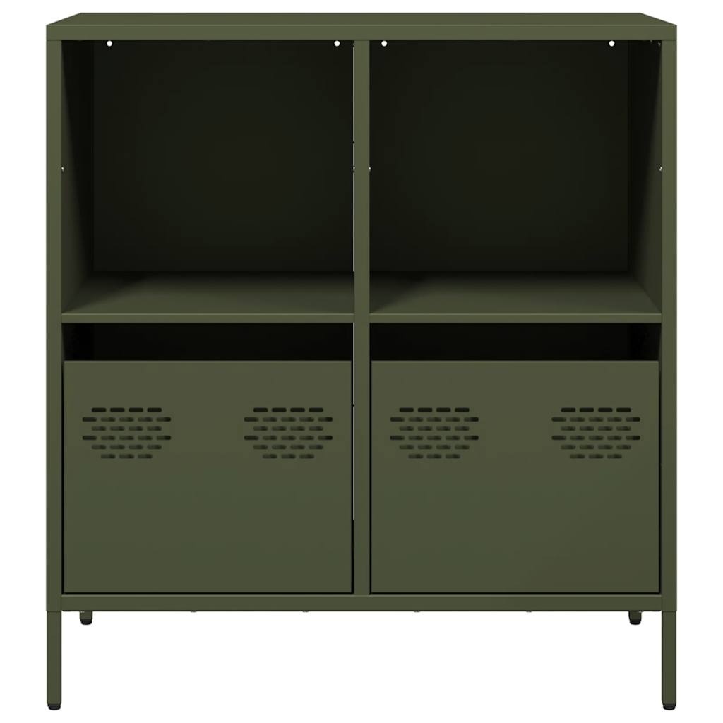 VidaXL Dressoir 68x39x73,5 cm koudgewalst staal olijfgroen