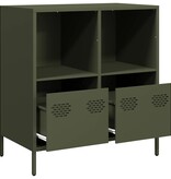 VidaXL Dressoir 68x39x73,5 cm koudgewalst staal olijfgroen