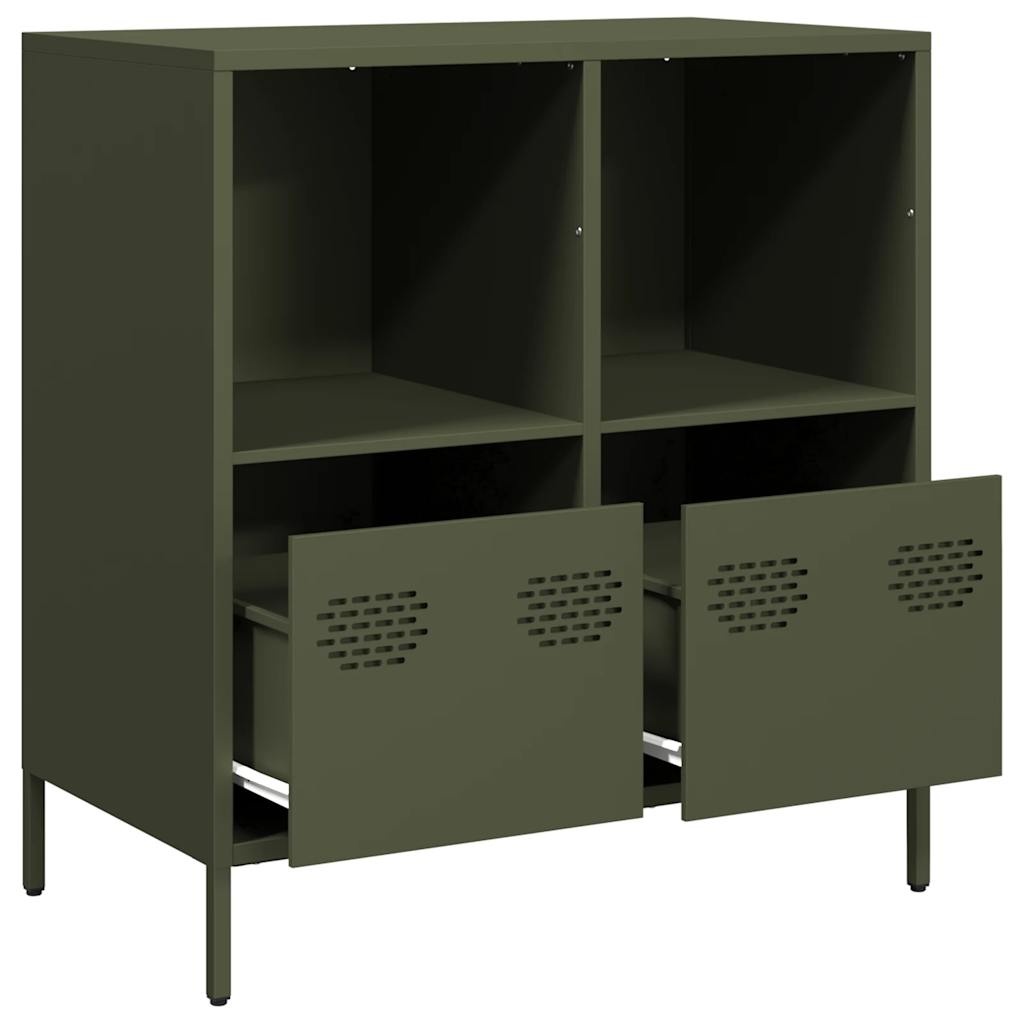 VidaXL Dressoir 68x39x73,5 cm koudgewalst staal olijfgroen