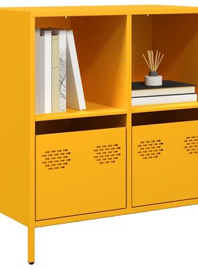 VidaXL Dressoir 68x39x73,5 cm koudgewalst staal mosterdgeel