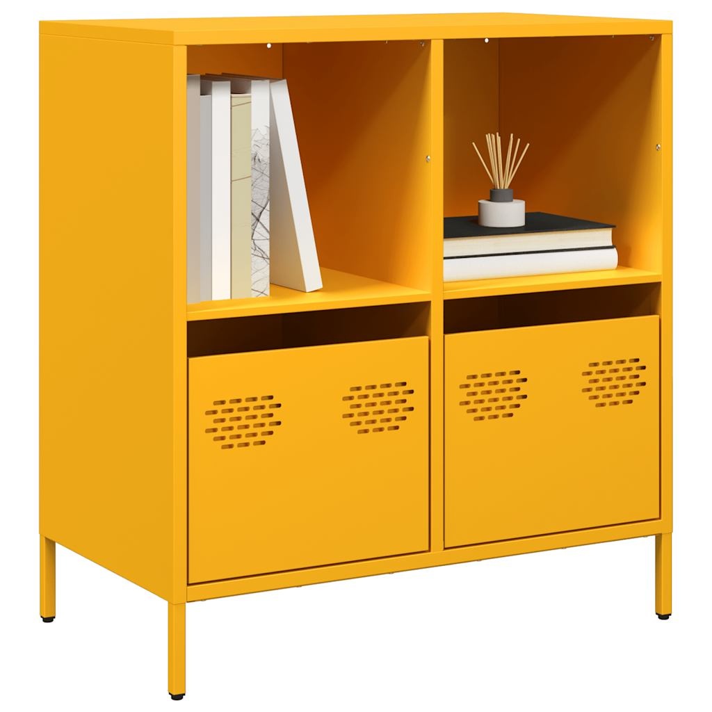 VidaXL Dressoir 68x39x73,5 cm koudgewalst staal mosterdgeel
