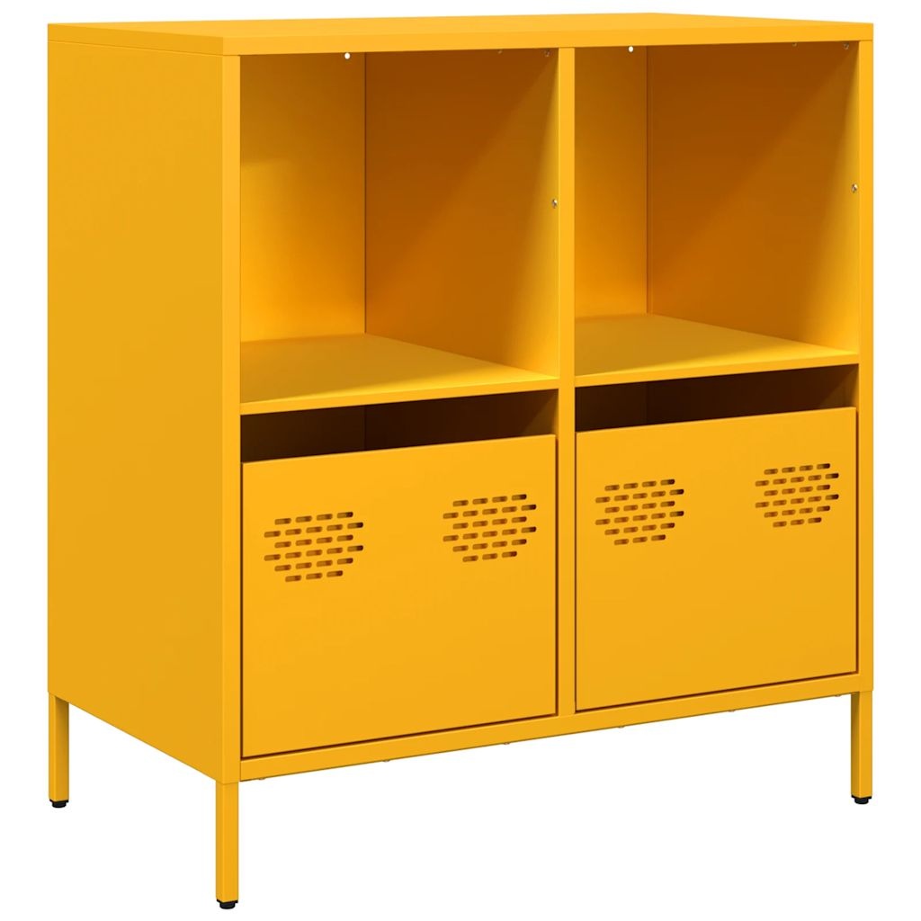 VidaXL Dressoir 68x39x73,5 cm koudgewalst staal mosterdgeel