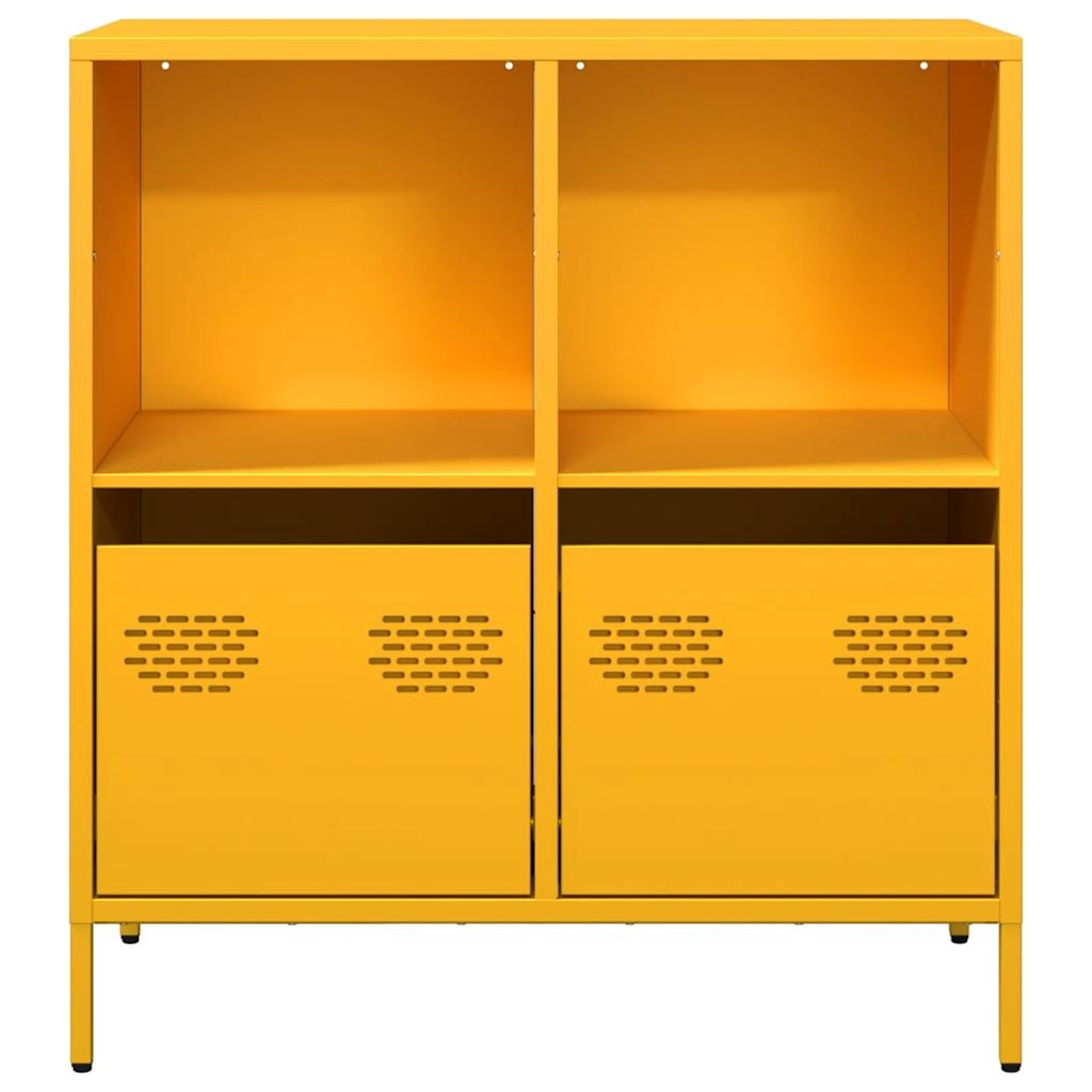 VidaXL Dressoir 68x39x73,5 cm koudgewalst staal mosterdgeel