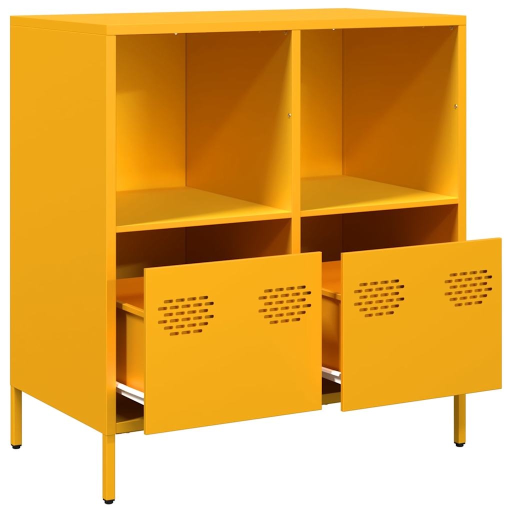 VidaXL Dressoir 68x39x73,5 cm koudgewalst staal mosterdgeel