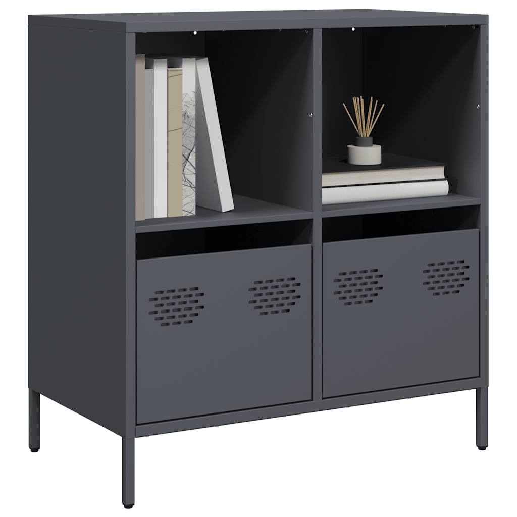 VidaXL Dressoir 68x39x73,5 cm koudgewalst staal antracietkleurig