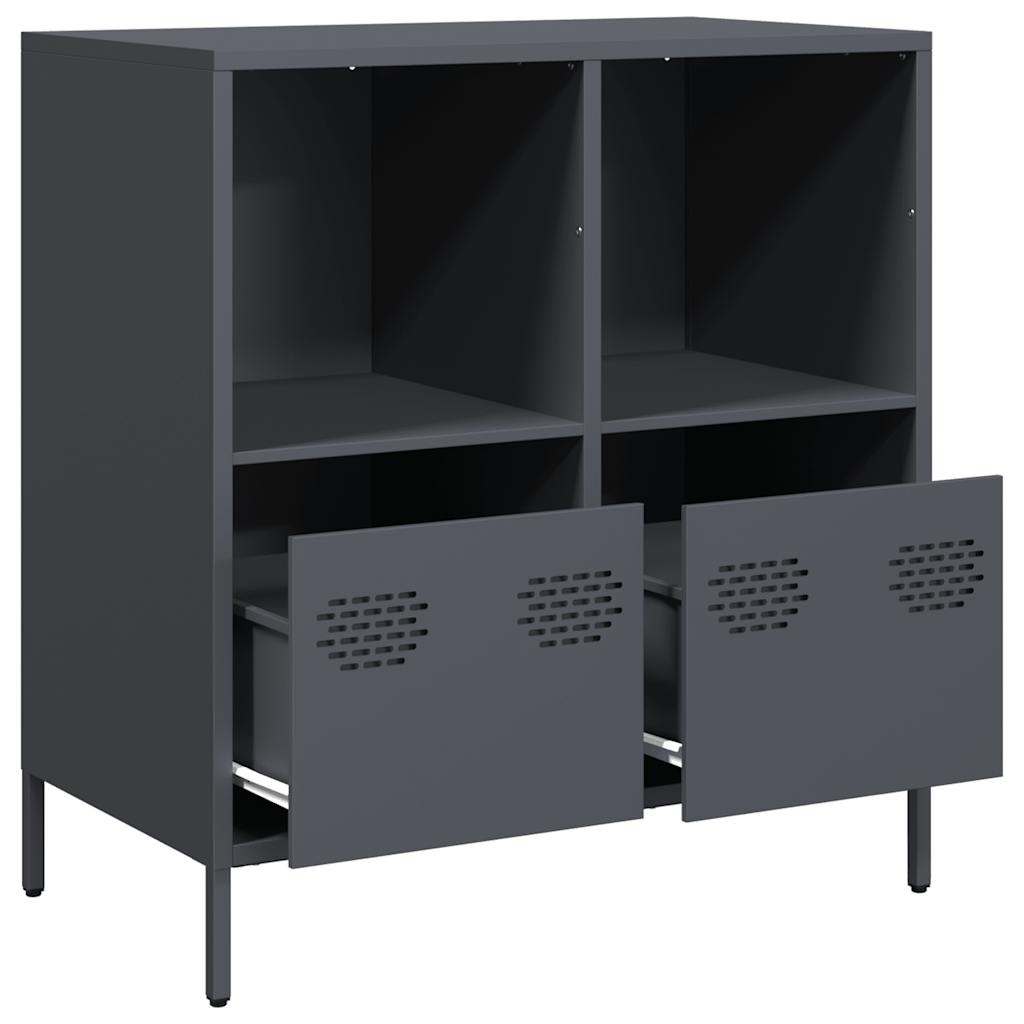 VidaXL Dressoir 68x39x73,5 cm koudgewalst staal antracietkleurig