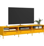 VidaXL Tv-meubel 202x39x43,5 cm koudgewalst staal mosterdgeel