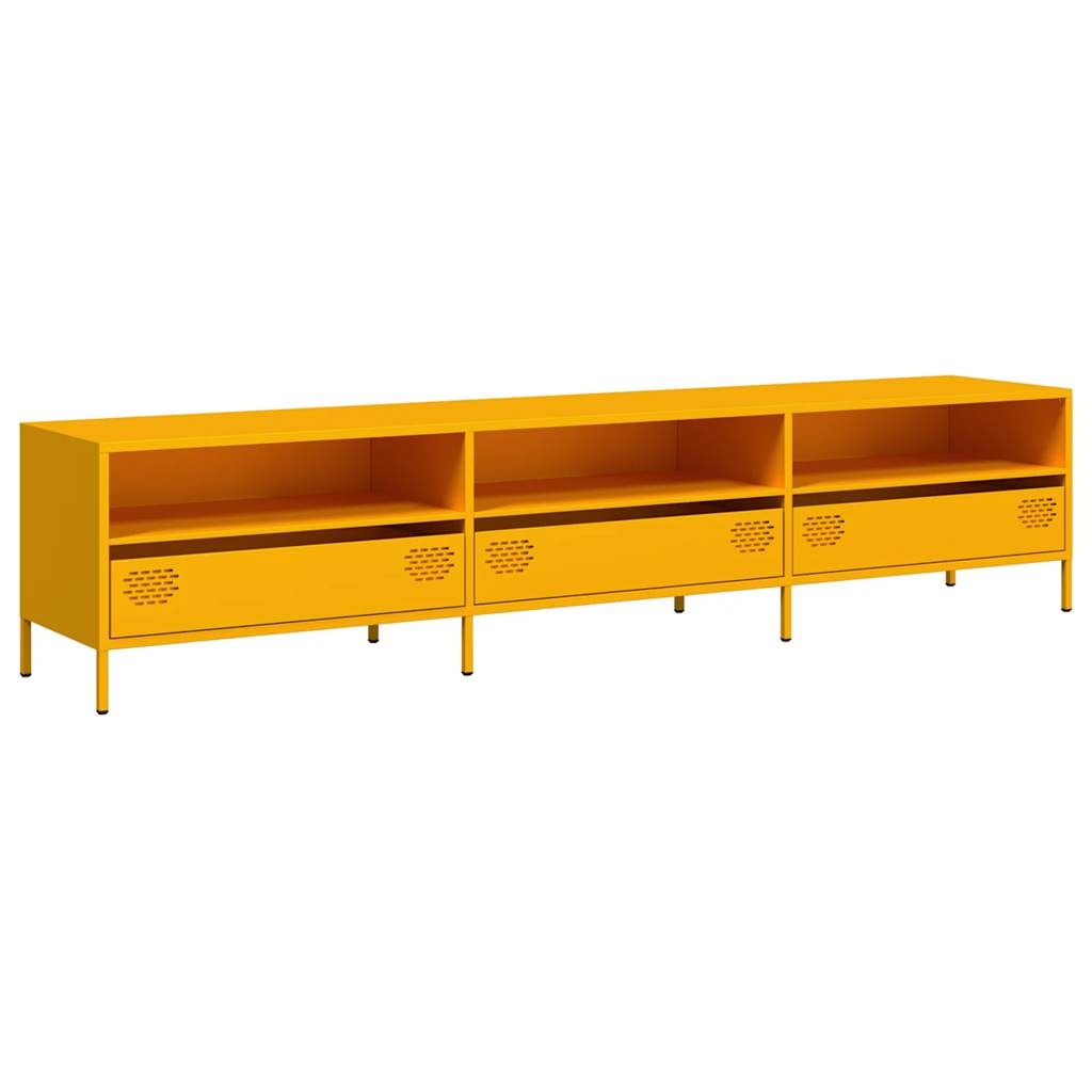 VidaXL Tv-meubel 202x39x43,5 cm koudgewalst staal mosterdgeel