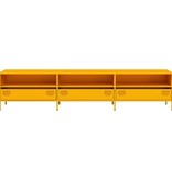 VidaXL Tv-meubel 202x39x43,5 cm koudgewalst staal mosterdgeel