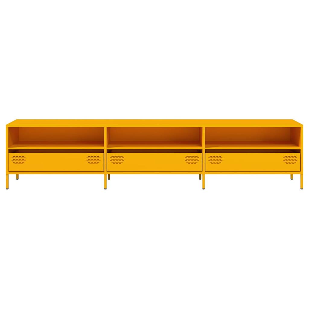 VidaXL Tv-meubel 202x39x43,5 cm koudgewalst staal mosterdgeel