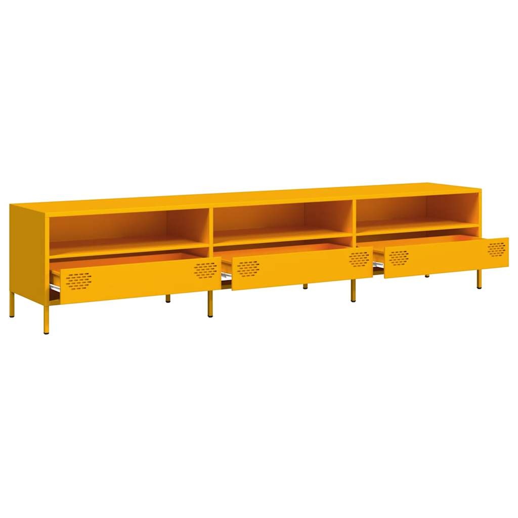 VidaXL Tv-meubel 202x39x43,5 cm koudgewalst staal mosterdgeel