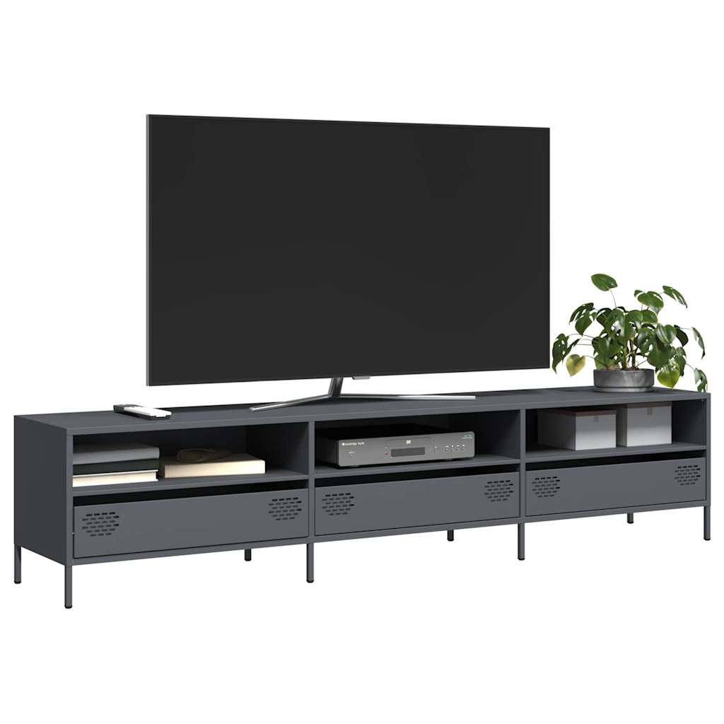 VidaXL Tv-meubel 202x39x43,5 cm koudgewalst staal antracietkleurig