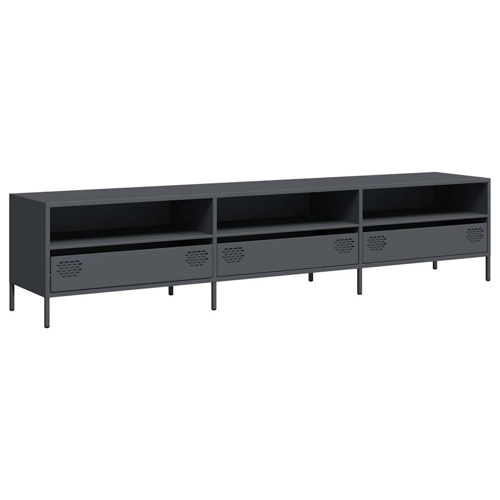 VidaXL Tv-meubel 202x39x43,5 cm koudgewalst staal antracietkleurig