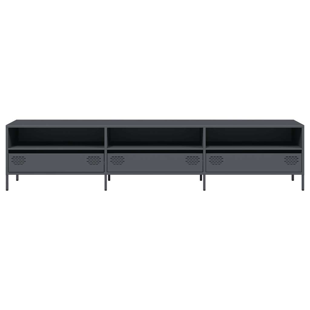VidaXL Tv-meubel 202x39x43,5 cm koudgewalst staal antracietkleurig