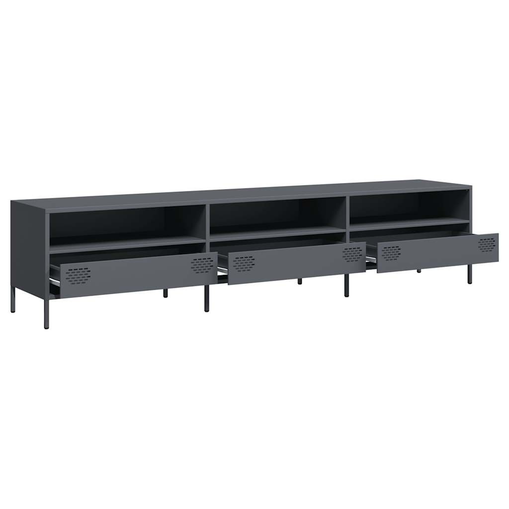 VidaXL Tv-meubel 202x39x43,5 cm koudgewalst staal antracietkleurig
