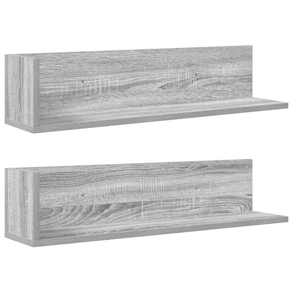 VidaXL Wandschappen 2 st 75x16,5x16,5 cm bewerkt hout grijs sonoma