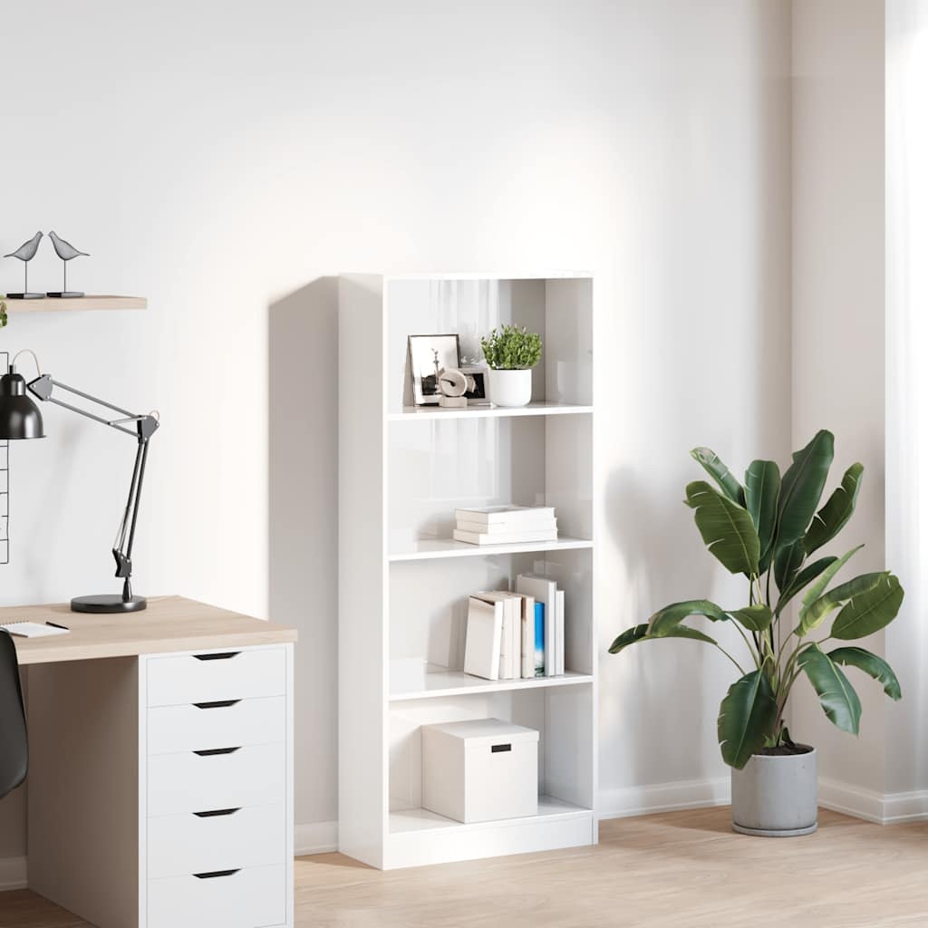 VidaXL Boekenkast 60x24x143 cm bewerkt hout hoogglans wit