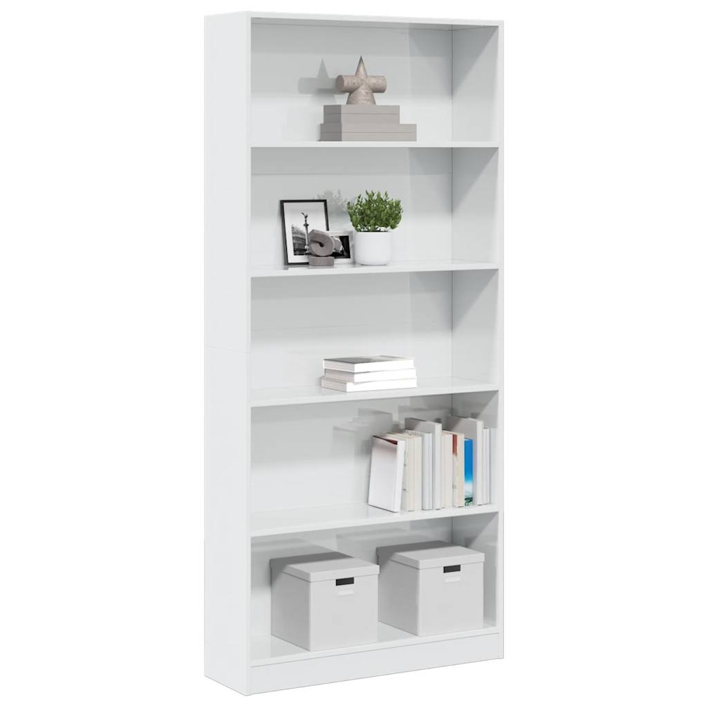 VidaXL Boekenkast 80x24x176 cm bewerkt hout hoogglans wit