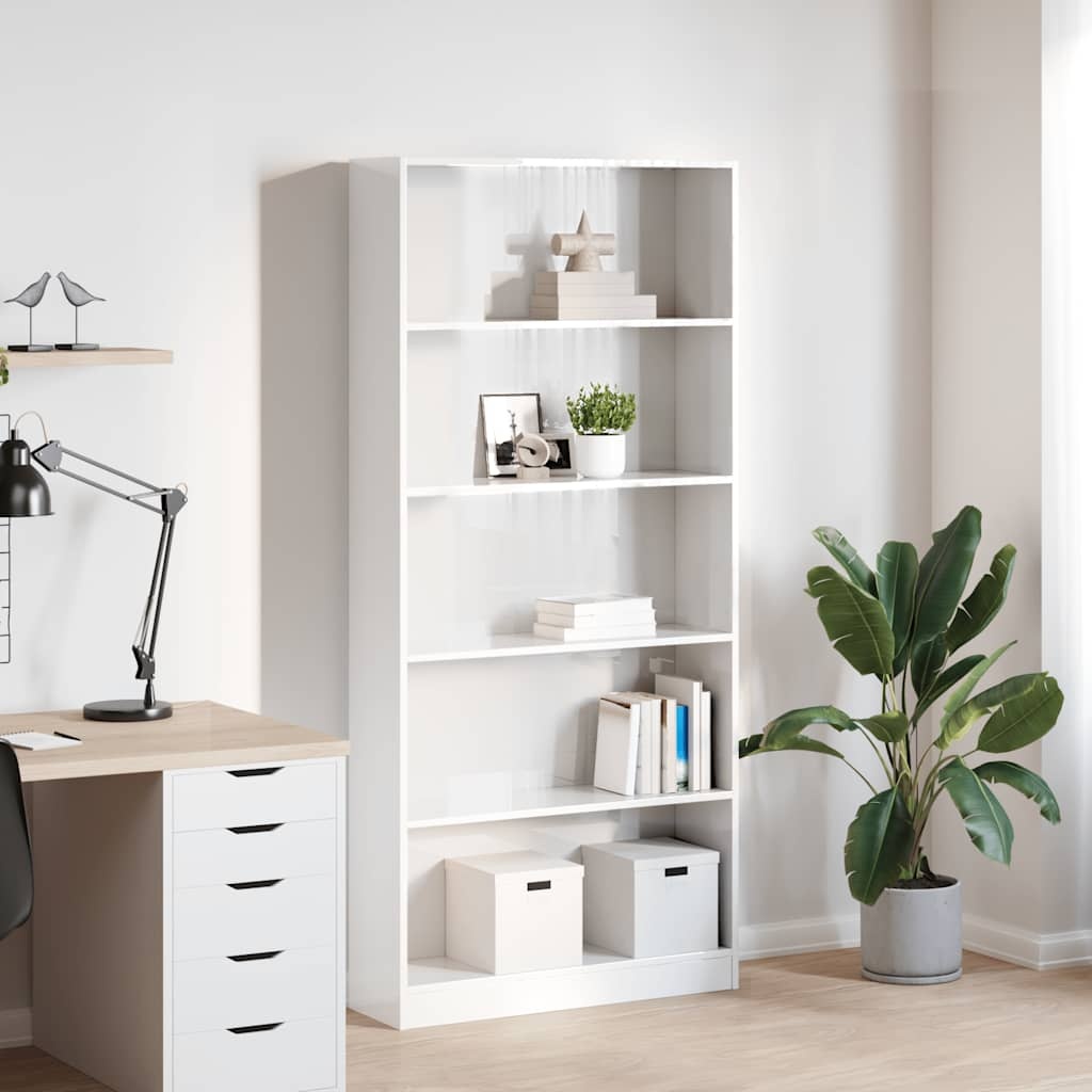 VidaXL Boekenkast 80x24x176 cm bewerkt hout hoogglans wit