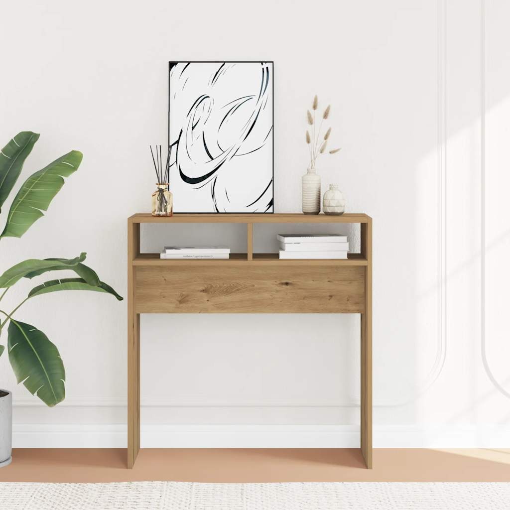 VidaXL Wandtafel 78x30x80 cm bewerkt hout artisanaal eikenkleur