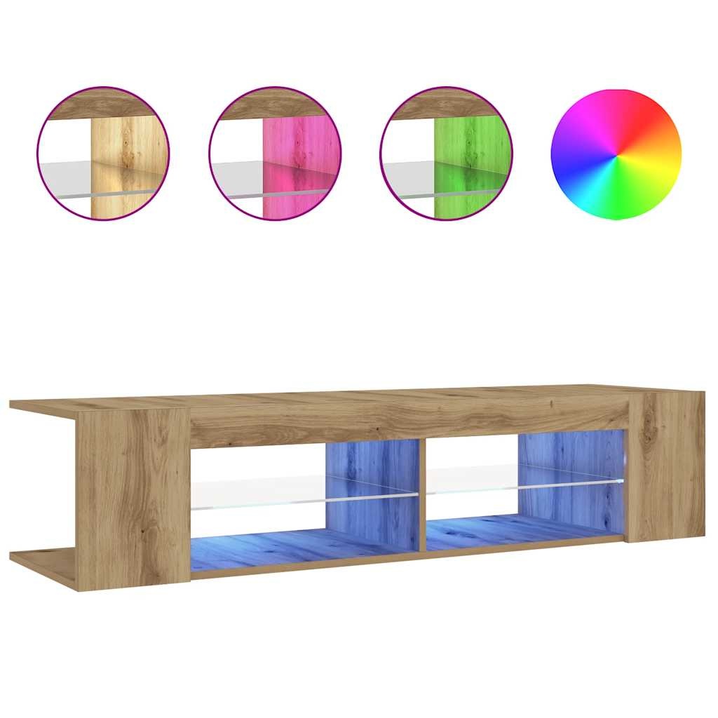 VidaXL Tv-meubel met LED 135x39x30 cm bewerkt hout artisanaal eiken