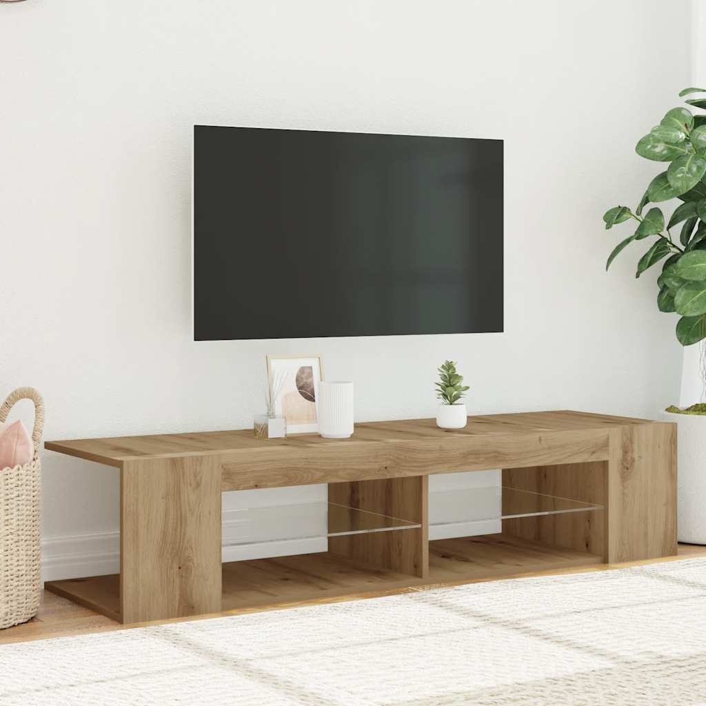 VidaXL Tv-meubel met LED 135x39x30 cm bewerkt hout artisanaal eiken