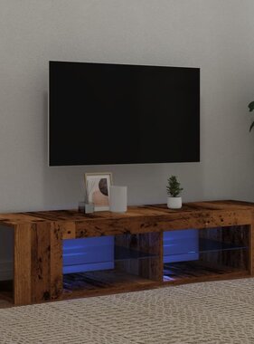 VidaXL Tv-meubel met LED 135x39x30 cm bewerkt hout oud hout